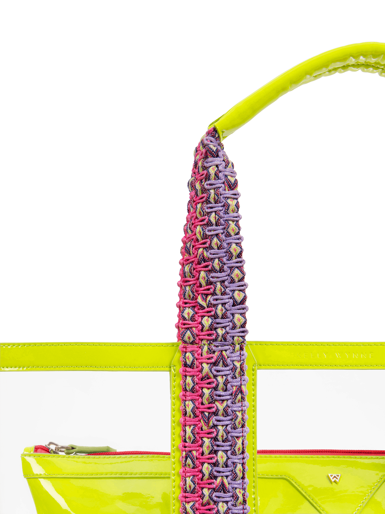 Hand woven, durable strap in pink and purple. Strap quality ensures your bag can stand up to all your water activities, making this tote easy and comfortable to carry.