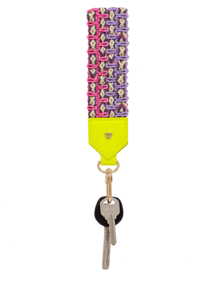 Load image into Gallery viewer, Keep on Cruisin Keychain in Neon Yellow with keys #color_neon_yellow