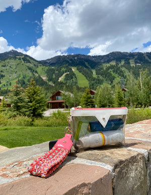 Load image into Gallery viewer, Keep on Cruisin Keychain in Coral and Vacaion Please Pouch Small in White #color_coral