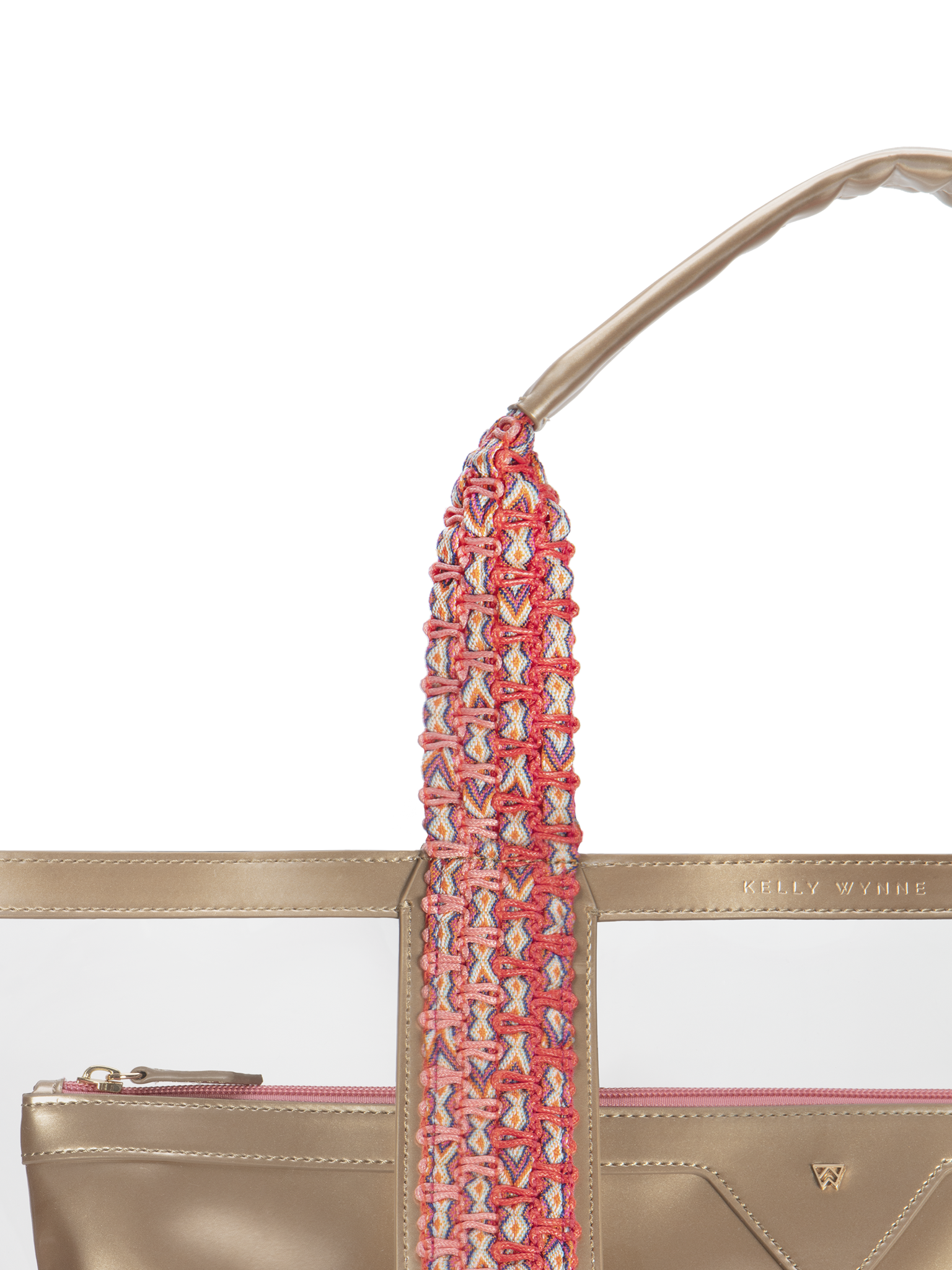 Hand woven, durable strap in coral shades Strap quality ensures your bag can stand up to all your water activities, making this tote easy and comfortable to carry.