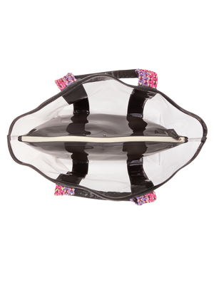 Load image into Gallery viewer, Pack everything you need in our designer bag. Clear, extra large tote with a removable pouch ensures you can easily find your sunscreen, phone or other essentials without having to dig around.  #color_anchor