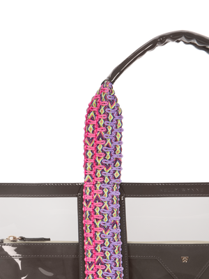 Load image into Gallery viewer, Hand woven, durable strap in pink, yellow and purple. Strap quality ensures your bag can stand up to all your water activities, making this tote easy and comfortable to carr #color_anchor