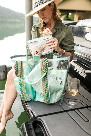 Load image into Gallery viewer, Bring on the Beach tote in seafoam, large enough to pack everything you need #color_seafoam