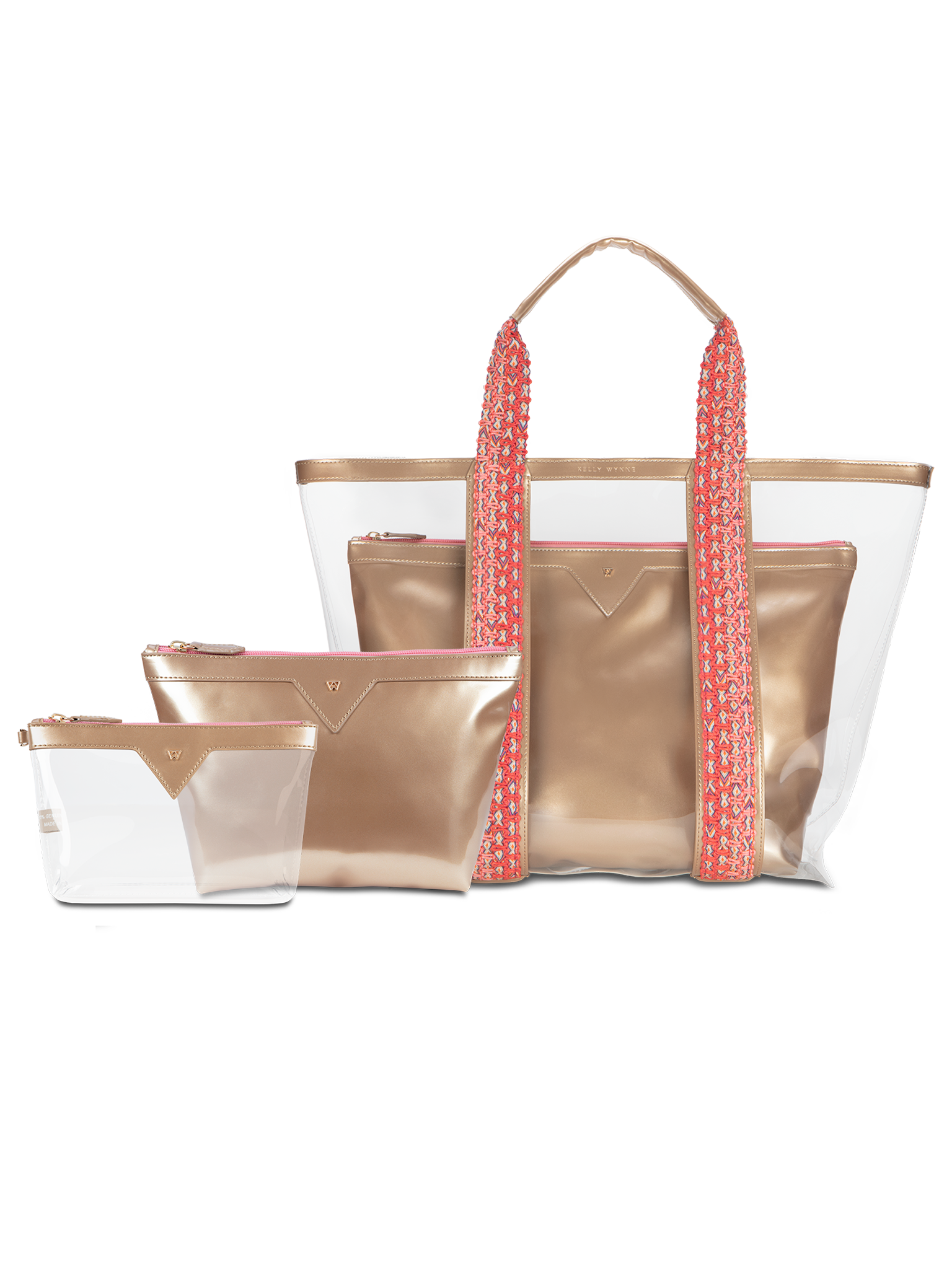 Don’t forget to add on our matching accessories in gold to help keep you perfectly organized for all your vacation fun.