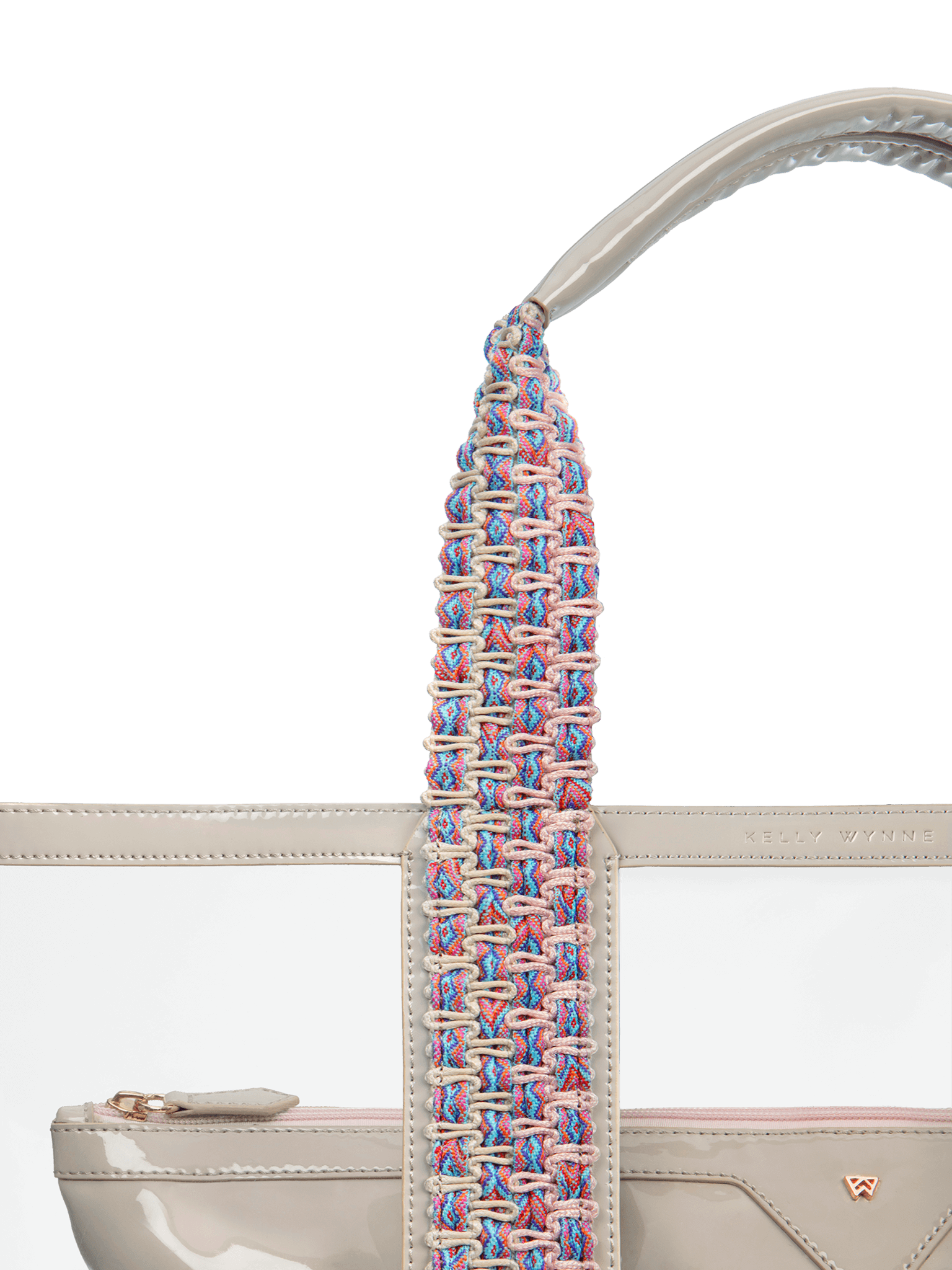 Hand woven, durable strap in pink and blue. Strap quality ensures your bag can stand up to all your water activities, making this tote easy and comfortable to carry. 