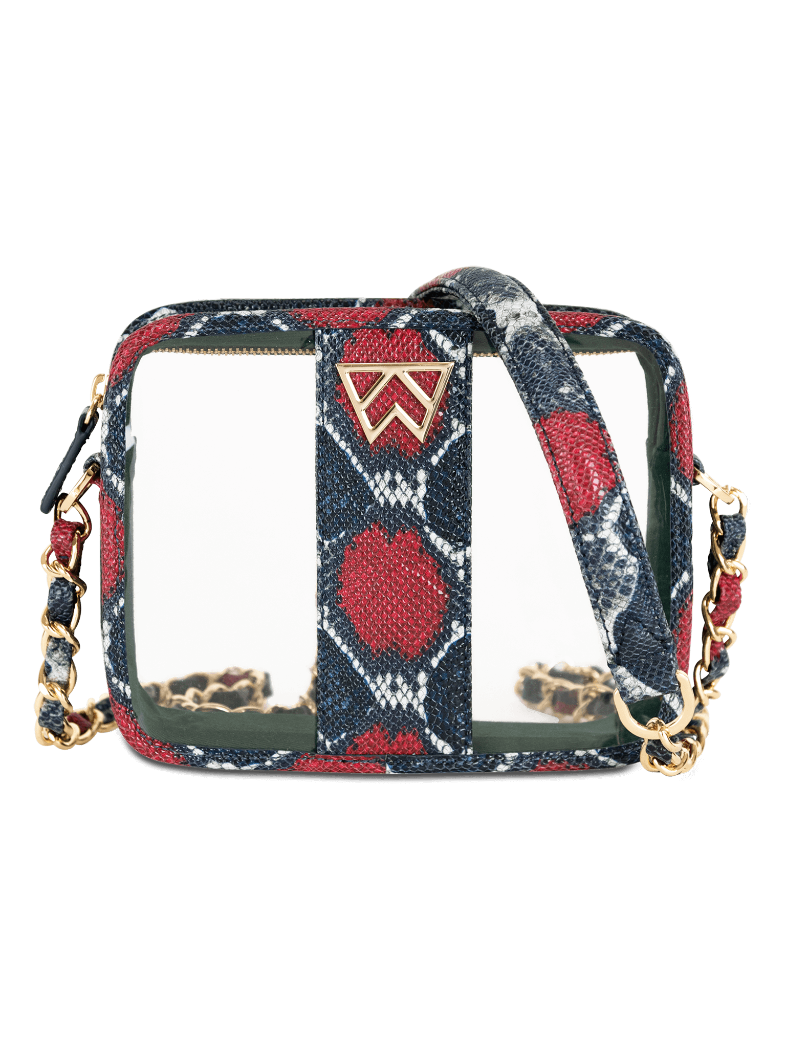 Clear Mingle Mingle Mini in Red Navy Multi Python