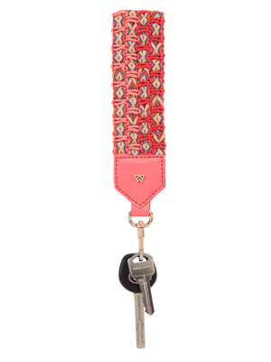 Load image into Gallery viewer, Front View of Keep on Cruisin Keychain in Coral with Keys #color_coral
