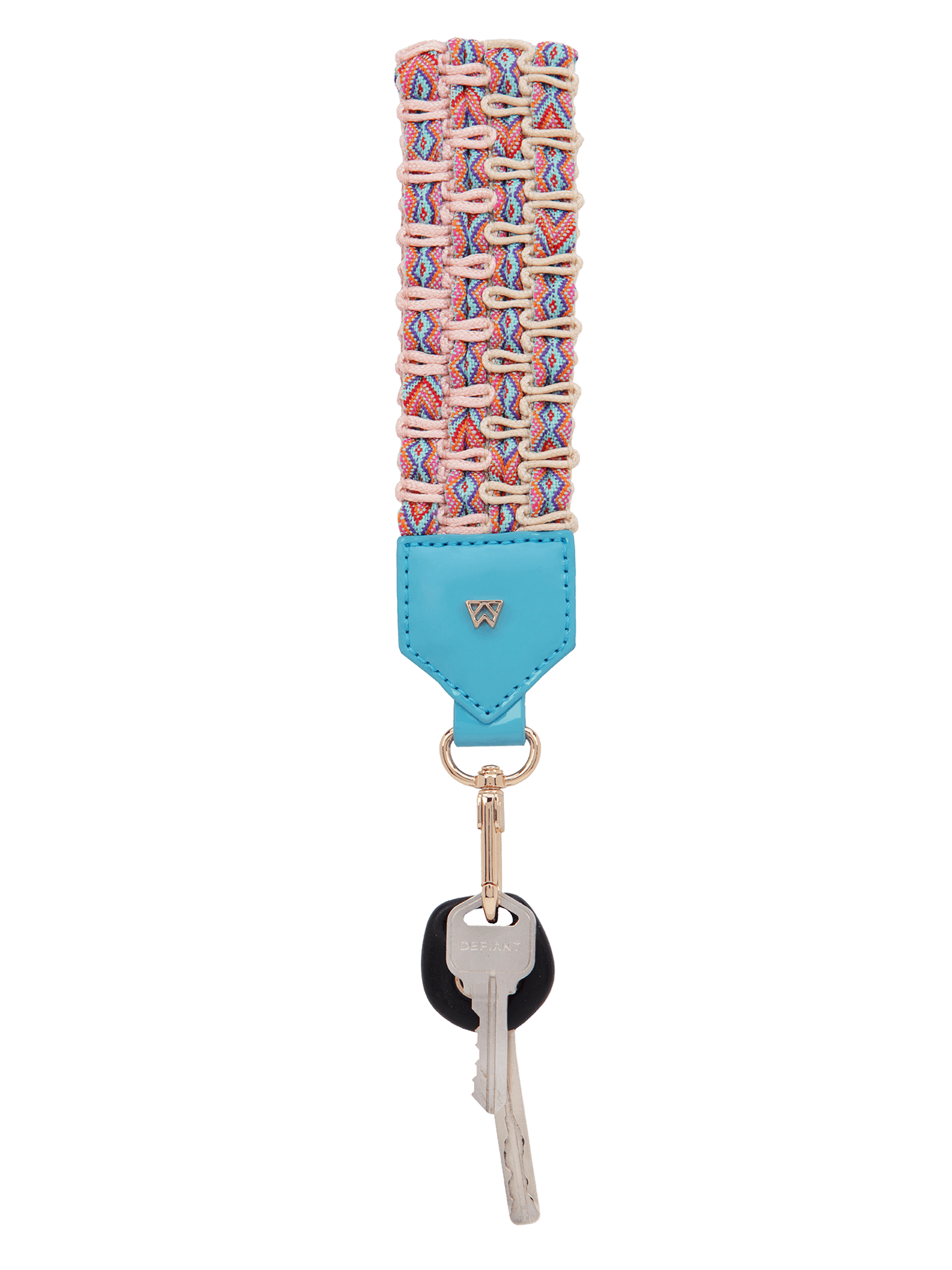 Front View of Keep on Cruisin Keychain in Turquoise with Keys 