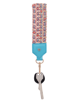 Load image into Gallery viewer, Front View of Keep on Cruisin Keychain in Turquoise with Keys #color_turquoise

