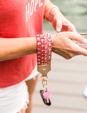 Load image into Gallery viewer, Keep on Cruisin Keychain in Champagne on wrist with keys #color_champagne

