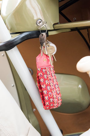 Load image into Gallery viewer, Keep on Cruisin Keychain in Coral with keys #color_coral
