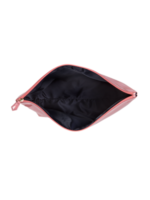 Load image into Gallery viewer, Designed with water resistant material, keep your items protected from the sun, sea and sand inside the large vegan leather pouch #color_rose
